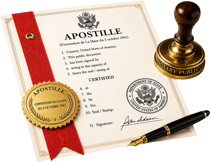 U.S. apostille certificate issued under the Hague Convention of 5 October 1961